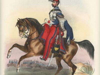 Gravure XIX - Martinet - L'armée française - Uniforme -Soldat - Monarchie de Juillet - 1830 et 1848 - Hussards 5 régiment Officier