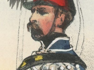 Gravure XIX - Martinet - L'armée française - Uniforme -Soldat - Monarchie de Juillet - 1830 et 1848 - Hussards 5 régiment Officier