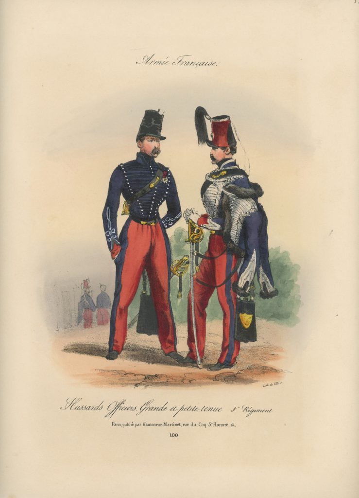 Gravure XIX - Martinet - L'armée française - Uniforme -Soldat - Monarchie de Juillet - 1830 et 1848 - Hussards 5 régiment Officier