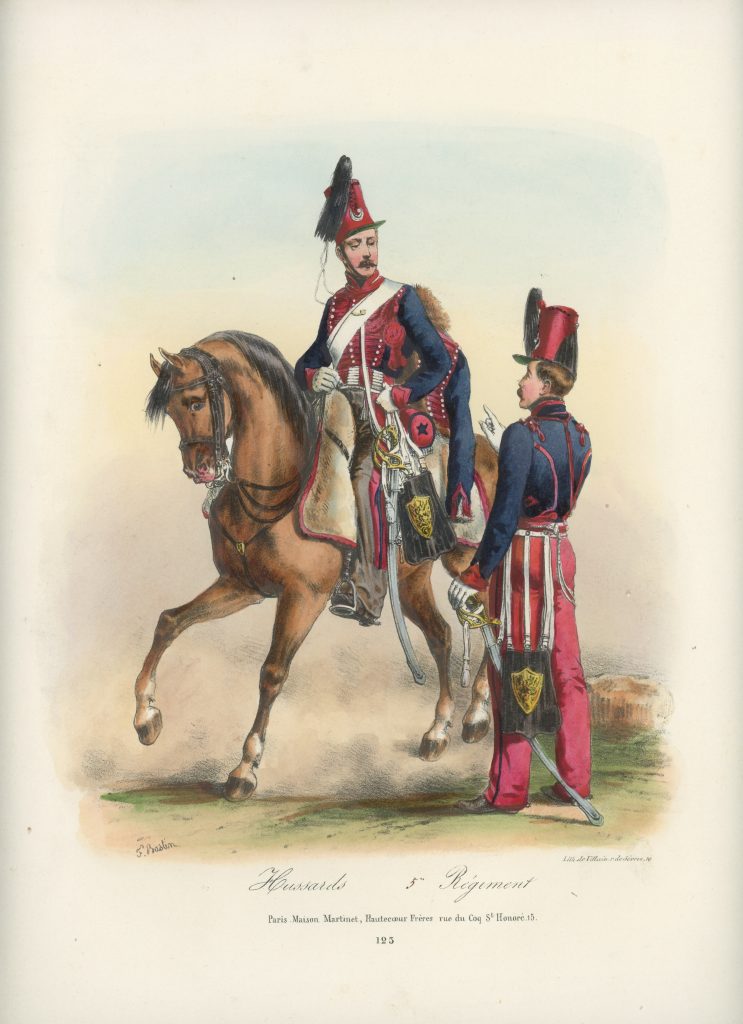 Gravure XIX - Martinet - L'armée française - Uniforme -Soldat - Monarchie de Juillet - 1830 et 1848 - Hussards 5 régiment