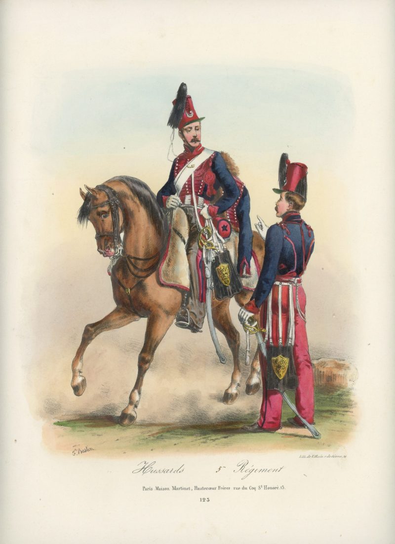 Gravure XIX - Martinet - L'armée française - Uniforme -Soldat - Monarchie de Juillet - 1830 et 1848 - Hussards 4 régiment