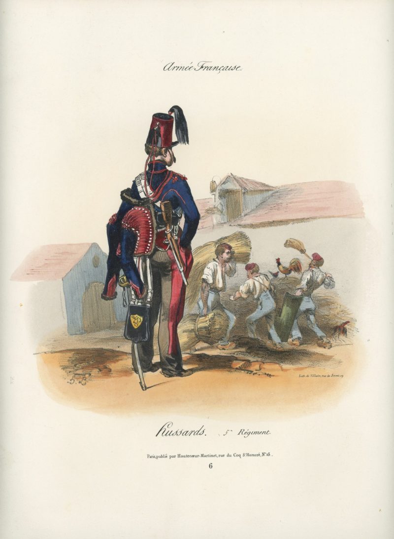 Gravure XIX - Martinet - L'armée française - Uniforme -Soldat - Monarchie de Juillet - 1830 et 1848 - Hussards 5 régiment