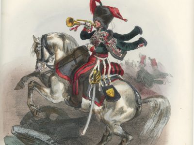 Gravure XIX - Martinet - L'armée française - Uniforme -Soldat - Monarchie de Juillet - 1830 et 1848 - Hussards 6 régiment Trompette