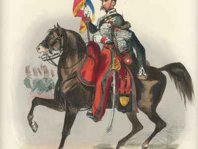 Gravure XIX - Martinet - L'armée française - Uniforme -Soldat - Monarchie de Juillet - 1830 et 1848 - Hussards 6 régiment Porte Etendard