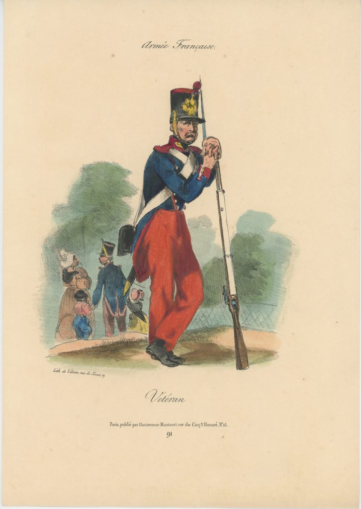 Gravure XIX - Martinet - L'armée française - Uniforme -Soldat - Monarchie de Juillet - 1830 et 1848 - Vétéran