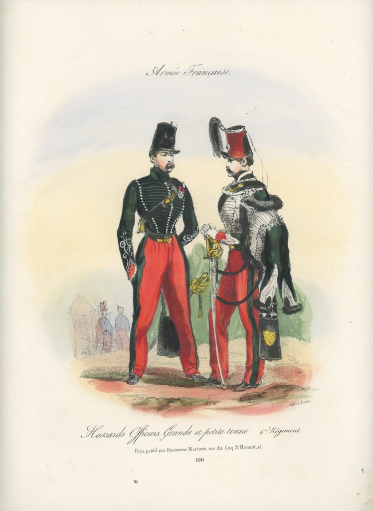 Gravure XIX - Martinet - L'armée française - Uniforme -Soldat - Monarchie de Juillet - 1830 et 1848 - Hussards 6 régiment Officier