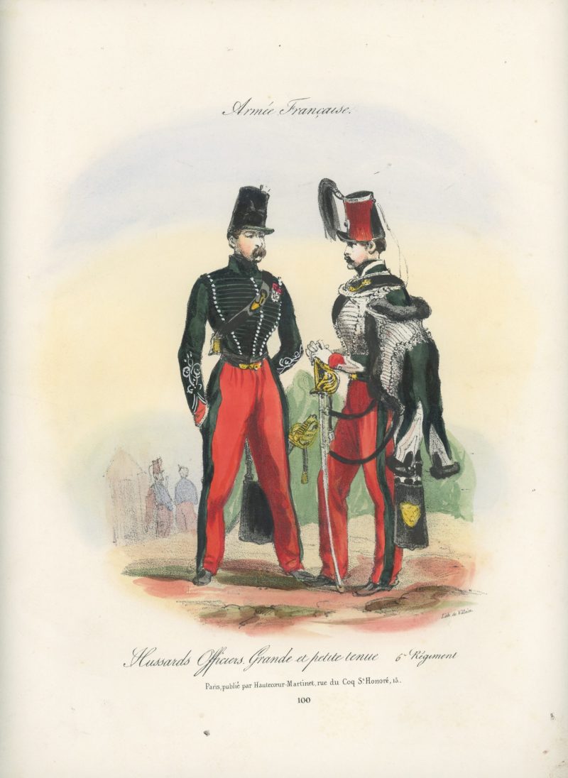 Gravure XIX - Martinet - L'armée française - Uniforme -Soldat - Monarchie de Juillet - 1830 et 1848 - Hussards 6 régiment Officier