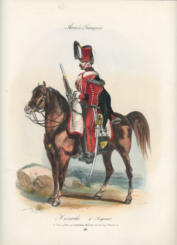 Gravure XIX - Martinet - L'armée française - Uniforme -Soldat - Monarchie de Juillet - 1830 et 1848 - Hussards 6 régiment