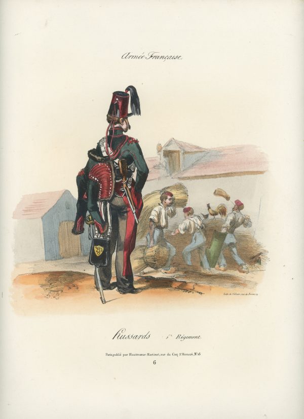 Gravure XIX - Martinet - L'armée française - Uniforme -Soldat - Monarchie de Juillet - 1830 et 1848 - Hussards 6 régiment