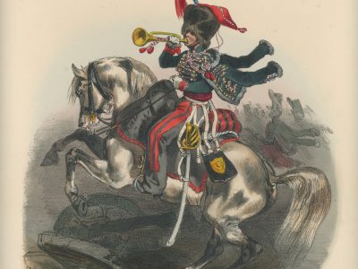 Gravure XIX - Martinet - L'armée française - Uniforme -Soldat - Monarchie de Juillet - 1830 et 1848 - Hussards 7 régiment Trompette