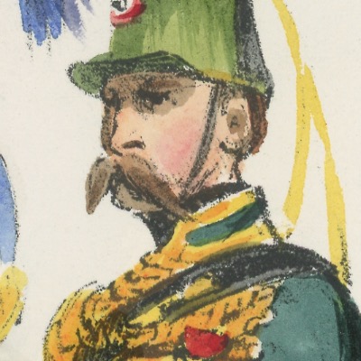Gravure XIX - Martinet - L'armée française - Uniforme -Soldat - Monarchie de Juillet - 1830 et 1848 - Hussards 7 régiment Etendard