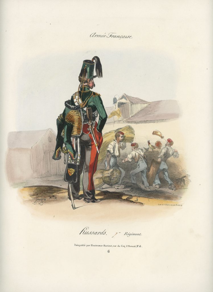 Gravure XIX - Martinet - L'armée française - Uniforme -Soldat - Monarchie de Juillet - 1830 et 1848 - Hussards 7 régiment