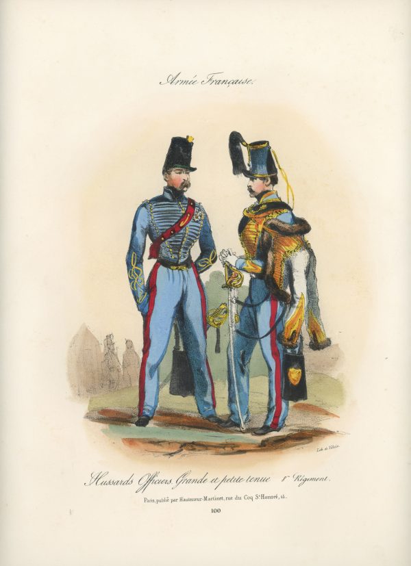 Gravure XIX - Martinet - L'armée française - Uniforme -Soldat - Monarchie de Juillet - 1830 et 1848 - Hussards 8 régiment Officier