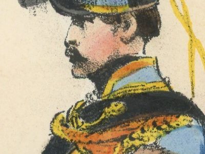 Gravure XIX - Martinet - L'armée française - Uniforme -Soldat - Monarchie de Juillet - 1830 et 1848 - Hussards 8 régiment Officier