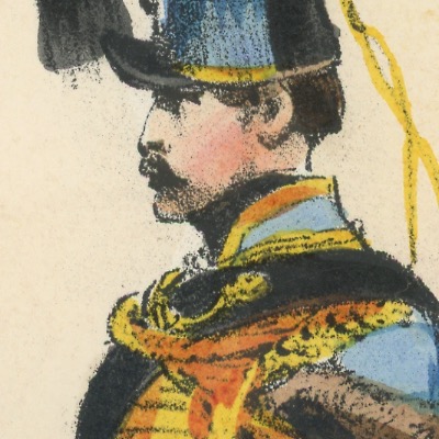 Gravure XIX - Martinet - L'armée française - Uniforme -Soldat - Monarchie de Juillet - 1830 et 1848 - Hussards 8 régiment Officier