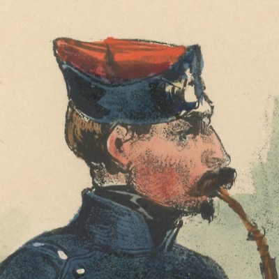 Gravure XIX - Martinet - L'armée française - Uniforme -Soldat - Monarchie de Juillet - 1830 et 1848 - Lanciers Officiers