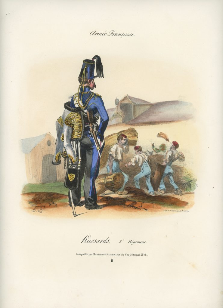 Gravure XIX - Martinet - L'armée française - Uniforme -Soldat - Monarchie de Juillet - 1830 et 1848 - Hussards 8 régiment