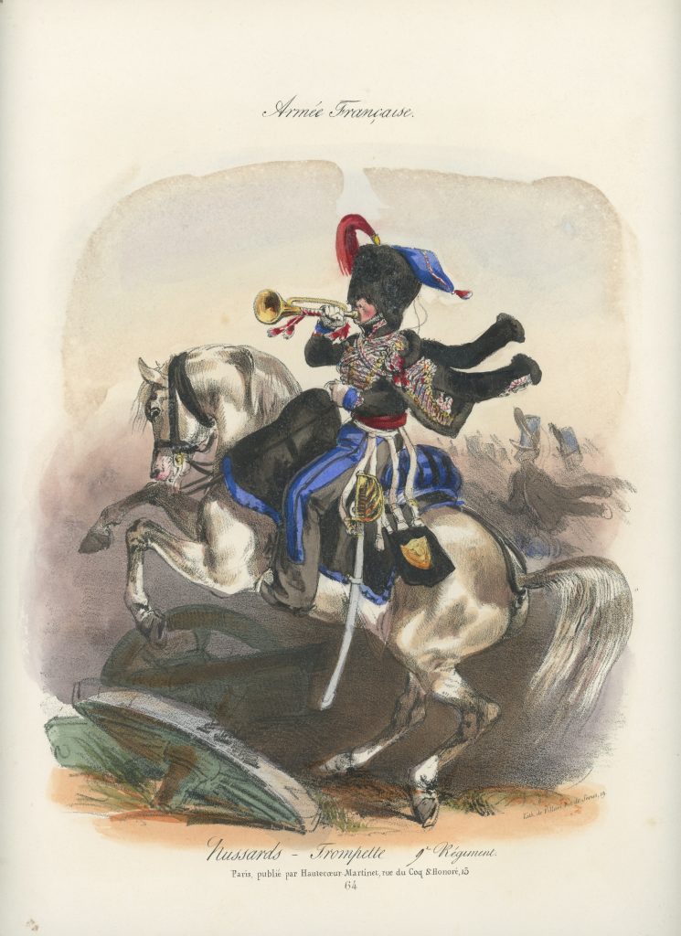 Gravure XIX - Martinet - L'armée française - Uniforme -Soldat - Monarchie de Juillet - 1830 et 1848 - Hussards 9 régiment