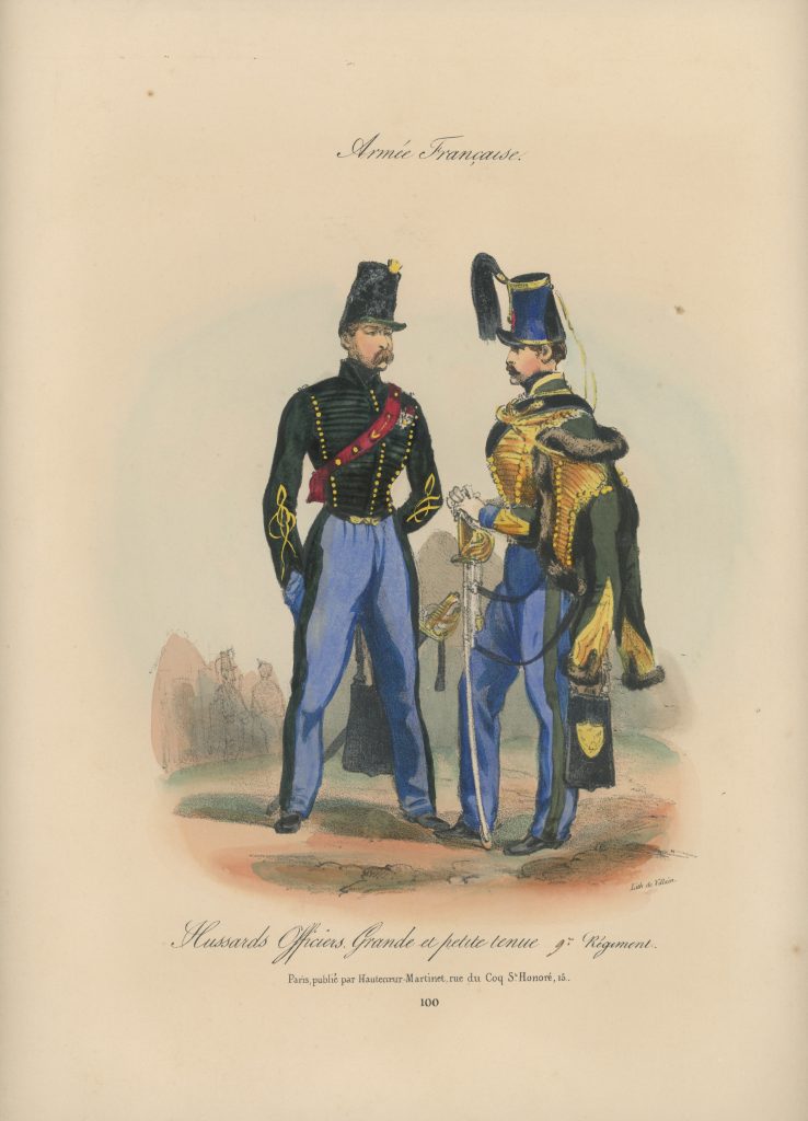 Gravure XIX - Martinet - L'armée française - Uniforme -Soldat - Monarchie de Juillet - 1830 et 1848 - Hussards 9 régiment Officier