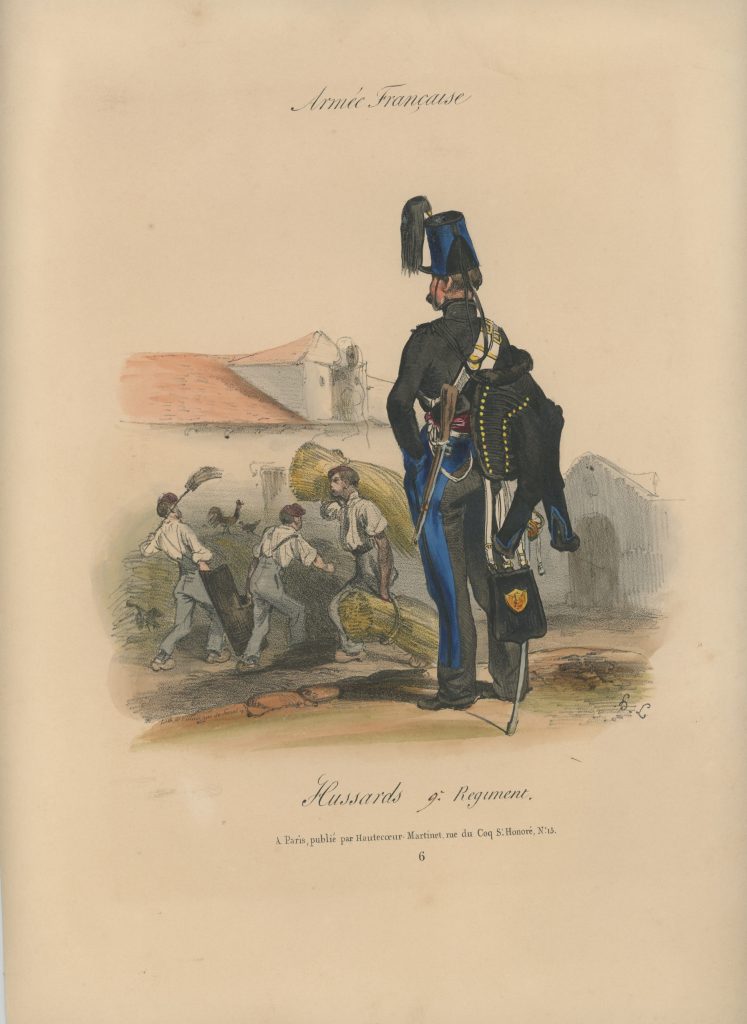 Gravure XIX - Martinet - L'armée française - Uniforme -Soldat - Monarchie de Juillet - 1830 et 1848 - Hussards 9 régiment