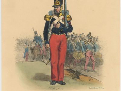 Gravure XIX - Martinet - L'armée française - Uniforme -Soldat - Monarchie de Juillet - 1830 et 1848 - Infanterie légère Voltigeur
