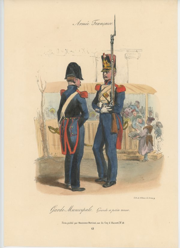Gravure XIX - Martinet - L'armée française - Uniforme -Soldat - Monarchie de Juillet - 1830 et 1848 - Garde Municipale
