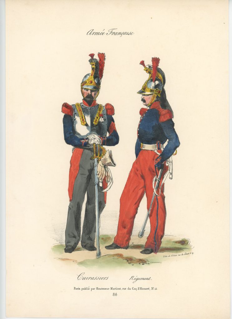 Gravure XIX - Martinet - L'armée française - Uniforme -Soldat - Monarchie de Juillet - 1830 et 1848 - Cuirassier