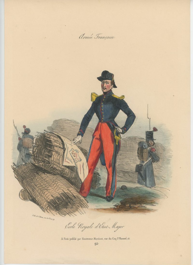 Gravure XIX - Martinet - L'armée française - Uniforme -Soldat - Monarchie de Juillet - 1830 et 1848 - Ecole Royale d'Etat Majpr