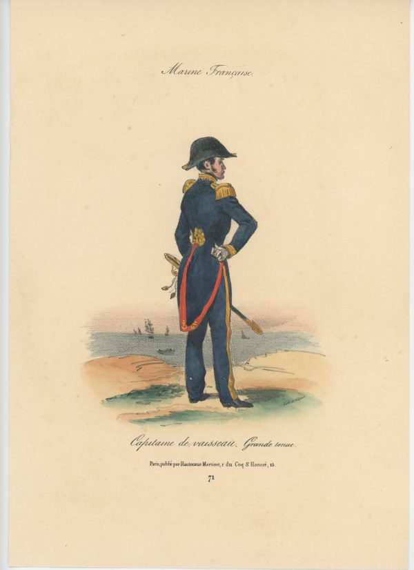 Gravure XIX - Martinet - L'armée française - Uniforme -Soldat - Monarchie de Juillet - 1830 et 1848 - Capitaine de Vaisseau