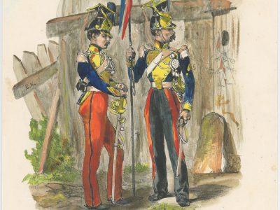 Gravure XIX - Martinet - L'armée française - Uniforme -Soldat - Monarchie de Juillet - 1830 et 1848 - Lanciers
