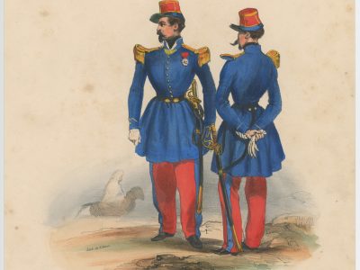 Gravure XIX - Martinet - L'armée française - Uniforme -Soldat - Monarchie de Juillet - 1830 et 1848 - Tirailleurs de Constantine Officiers