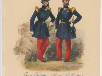 Gravure XIX - Martinet - L'armée française - Uniforme -Soldat - Monarchie de Juillet - 1830 et 1848 - Légion Etrangère Officier