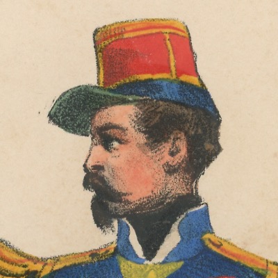 Gravure XIX - Martinet - L'armée française - Uniforme -Soldat - Monarchie de Juillet - 1830 et 1848 - Tirailleurs de Constantine Officiers