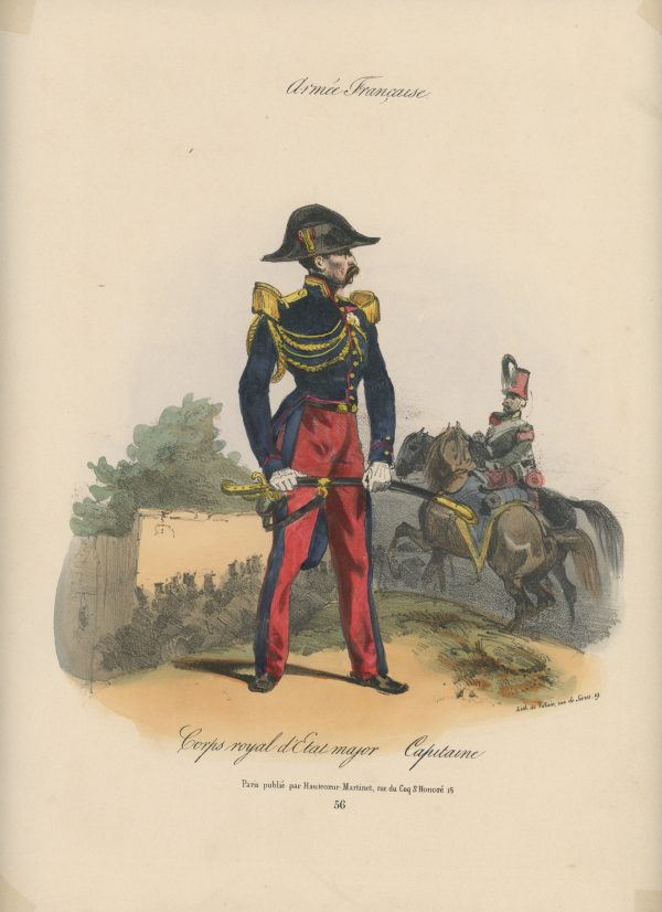 Gravure XIX - Martinet - L'armée française - Uniforme -Soldat - Monarchie de Juillet - 1830 et 1848 - Corps Royal d'Etat Major