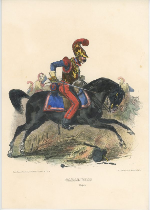 Gravure XIX - Martinet - L'armée française - Uniforme -Soldat - Monarchie de Juillet - 1830 et 1848 - Carabiniers