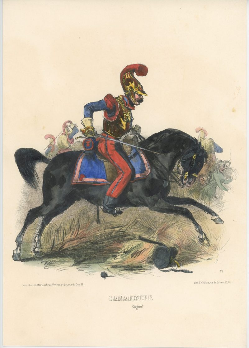 Gravure XIX - Martinet - L'armée française - Uniforme -Soldat - Monarchie de Juillet - 1830 et 1848 - Carabiniers