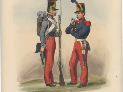 Gravure XIX - Martinet - L'armée française - Uniforme -Soldat - Monarchie de Juillet - 1830 et 1848 - Ouvrier d'administration - Infirmier