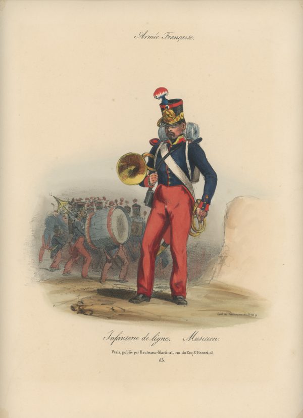 Gravure XIX - Martinet - L'armée française - Uniforme -Soldat - Monarchie de Juillet - 1830 et 1848 - Infanterie de ligne - Musicien