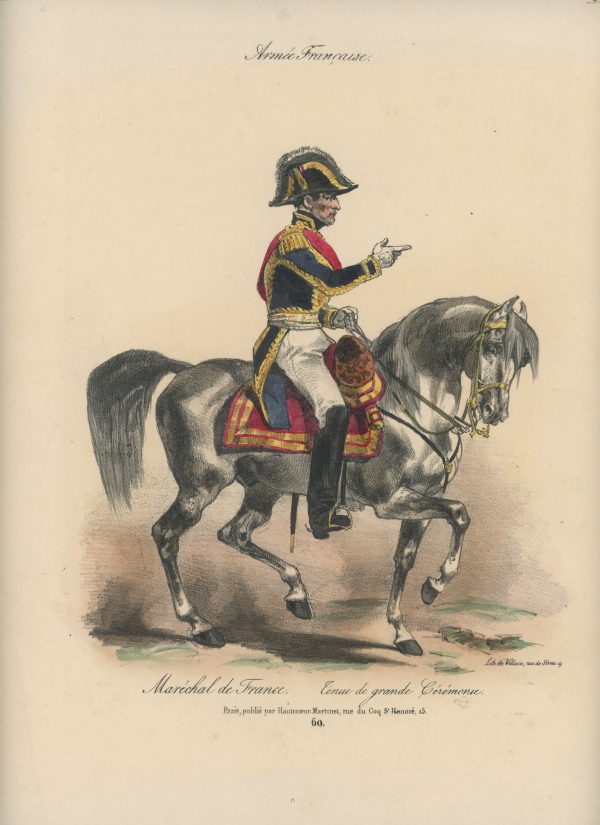 Gravure XIX - Martinet - L'armée française - Uniforme -Soldat - Monarchie de Juillet - 1830 et 1848 - Maréchal de France