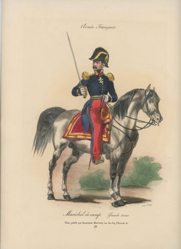 Gravure XIX - Martinet - L'armée française - Uniforme -Soldat - Monarchie de Juillet - 1830 et 1848 - Maréchal de Camp