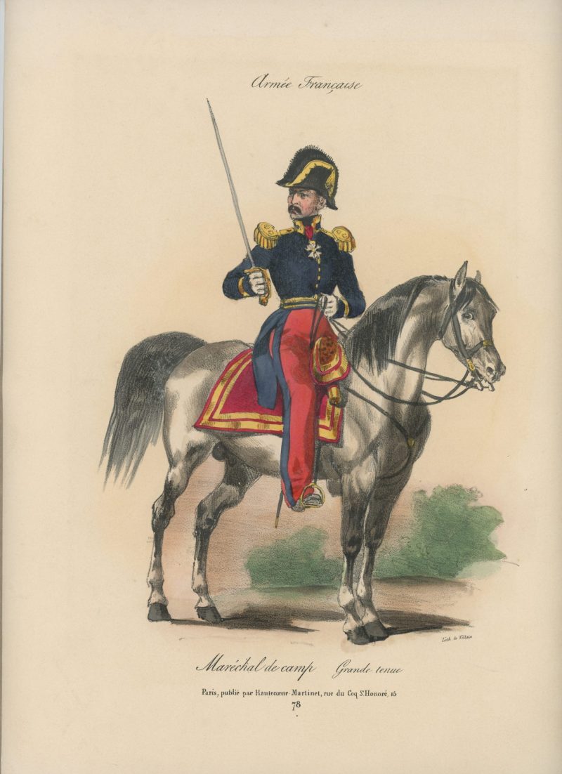 Gravure XIX - Martinet - L'armée française - Uniforme -Soldat - Monarchie de Juillet - 1830 et 1848 - Maréchal de Camp