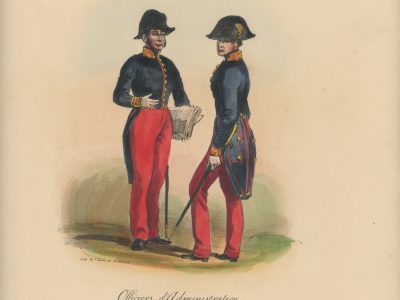 Gravure XIX - Martinet - L'armée française - Uniforme -Soldat - Monarchie de Juillet - 1830 et 1848 - Officier d'administration