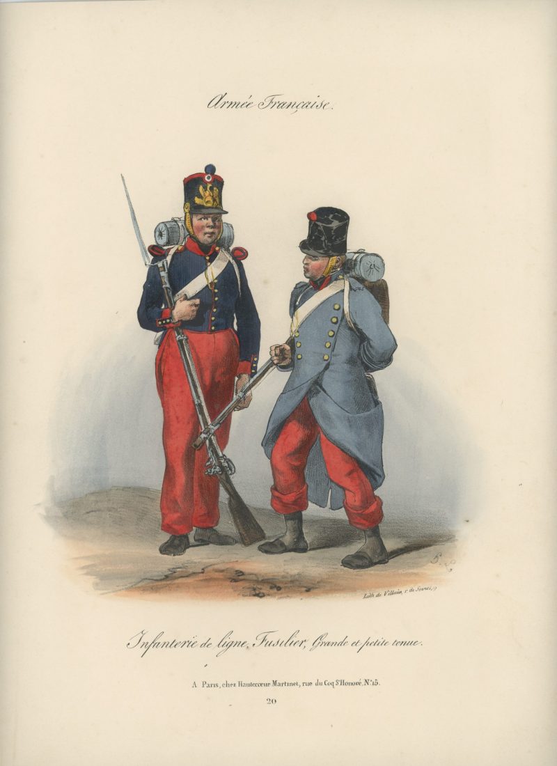 Gravure XIX - Martinet - L'armée française - Uniforme -Soldat - Monarchie de Juillet - 1830 et 1848 - Infanterie de Ligne Fusilier