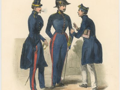 Gravure XIX - Martinet - L'armée française - Uniforme -Soldat - Monarchie de Juillet - 1830 et 1848 - École Polytechnique