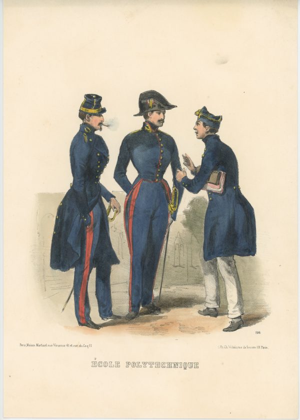 Gravure XIX - Martinet - L'armée française - Uniforme -Soldat - Monarchie de Juillet - 1830 et 1848 - École Polytechnique