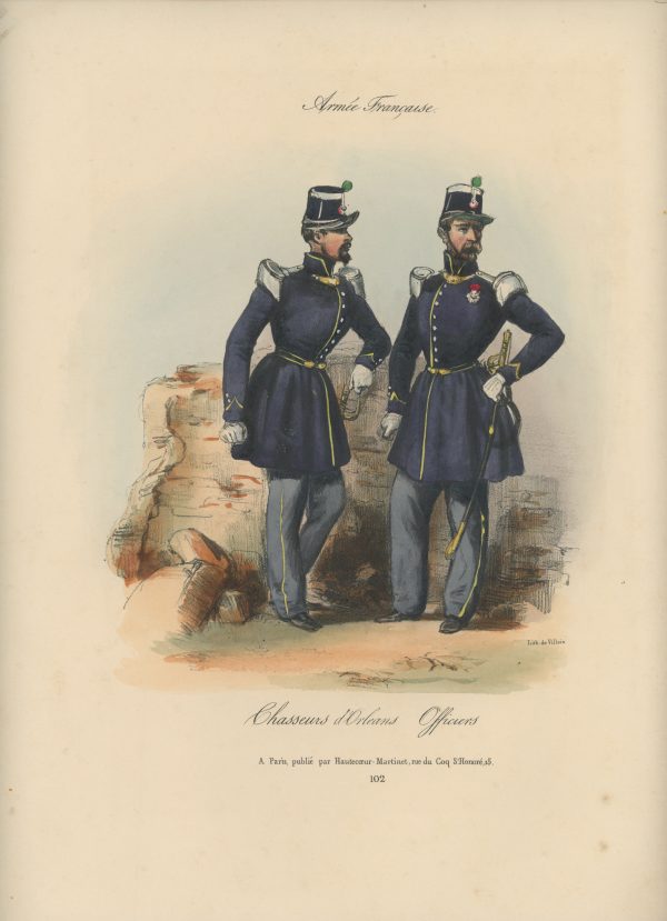 Gravure XIX - Martinet - L'armée française - Uniforme -Soldat - Monarchie de Juillet - 1830 et 1848 - Chausseur D’Orléans