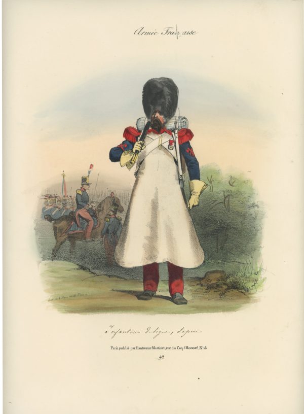 Gravure XIX - Martinet - L'armée française - Uniforme -Soldat - Monarchie de Juillet - 1830 et 1848 - Infanterie de Ligne Sapeur