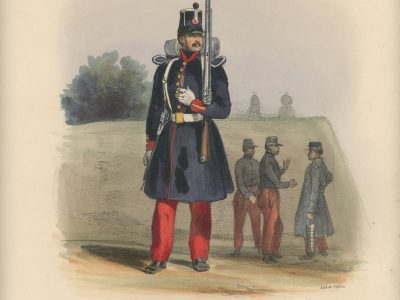 Gravure XIX - Martinet - L'armée française - Uniforme -Soldat - Monarchie de Juillet - 1830 et 1848 - Infanterie de Ligne Fusilier