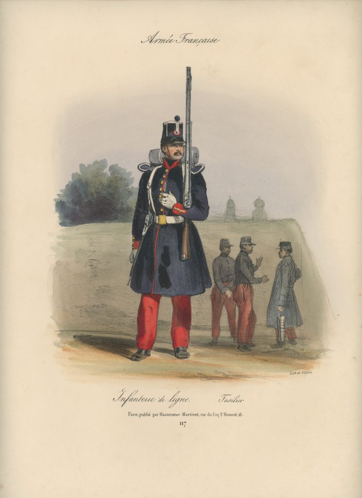 Gravure XIX - Martinet - L'armée française - Uniforme -Soldat - Monarchie de Juillet - 1830 et 1848 - Infanterie de Ligne Fusilier