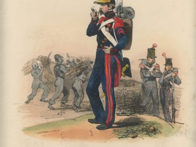 Gravure XIX - Martinet - L'armée française - Uniforme -Soldat - Monarchie de Juillet - 1830 et 1848 - Sapeur du Genie